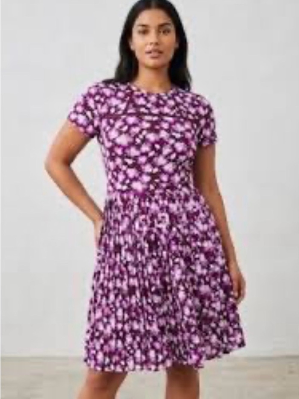 Banana Republic Purple Floral Short-Sleeve Dress